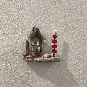 Driftwood Art, Driftwood Beach, Lighthouse Art, Driftwood Coastal Art